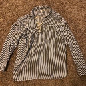 Striped shirt with tie front